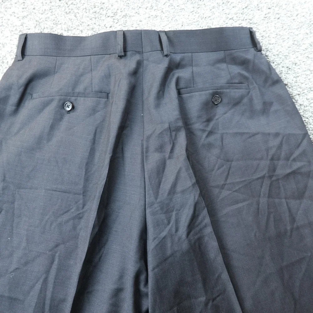Coogi Pants Mens 38X31 Black Gray Wool Chino Trouser Dress Slacks Flat‎ Front